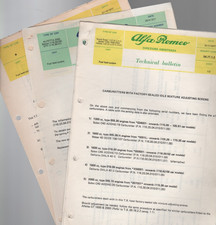 Alfa Romeo Direction Service Information Sheets & Technical Bulletin 1977