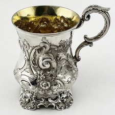 Victorian Sterling Silver Christening Mug with Gilt Interior 1856 London