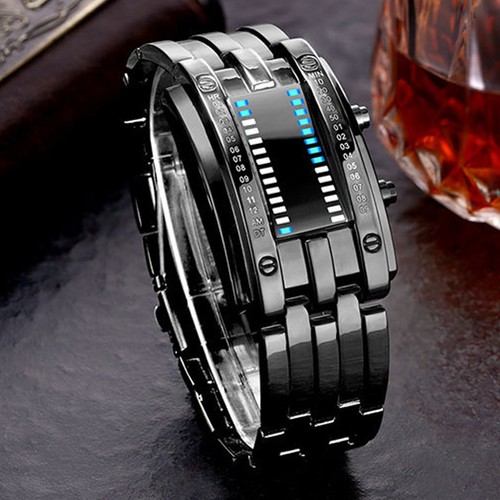 Binary blue led digital watch - blue,