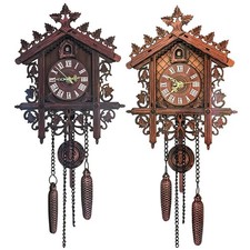 Vintage Cuckoo Clock Wall Clock with Tree House Swing for Living Room Decor