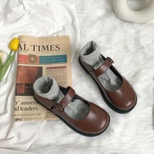 Lolita Womens Mary Janes Shoes Round Toe Cosplay Buckle Shoes School Prom Flats