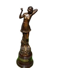 Antique Art Deco Spelter Figure Of Evening