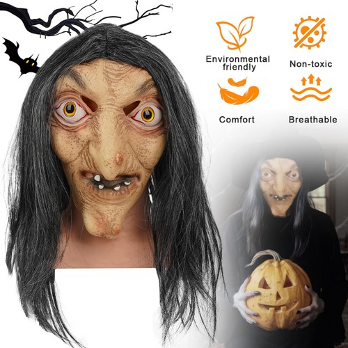 Scary old witch latex - old,