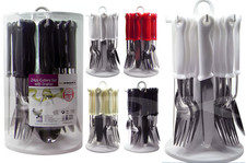 Stainless Steel Cutlery Set Stand Rack Revolving Tableware for 6 People 24PCS