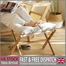 Foot Stool Footrest Sofa Ottoman Wooden Folding X-Shaped Footstool with Soft Pad