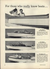 1956 PAPER AD 3 PG Higgins Cabin Cruiser Express Boat ARTICLE Chrysler Engine