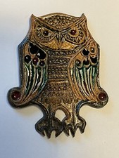 Vintage Owl Studio Pottery Bird Wall Plaque, 1970s Retro Mid Century Decorative