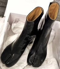 Stylish Womens Chunky High Heels Split Tabi Toe Ankle Boots Round Toe Chic Shoes