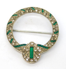 Art Deco .900 Silver, Green &
