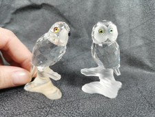 Swarovski Crystal Owl And Parrot On Branch Retired Plus Dove 119442 & 119443