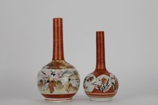 Antique Japanese Satsuma Kutani vases Asian porcelain 19th C Meiji period signed