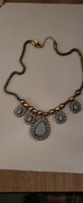 Blue and Gold Chunky Statement Necklace Costume Jewellery