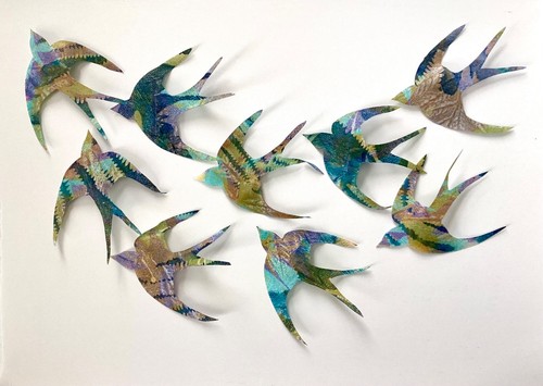 Flock swallows flying - flock,