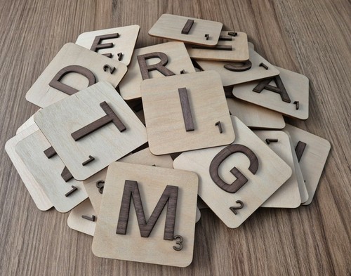 Wooden scrabble tiles - 3,