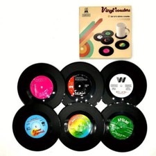 6 PCS Retro Record Vinyl Coasters Cup Mat Gift Novelty | FREE POST