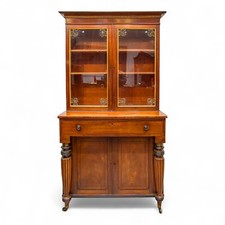 Antique Georgian Mahogany Glazed Bookcase Display Cabinet c.1830