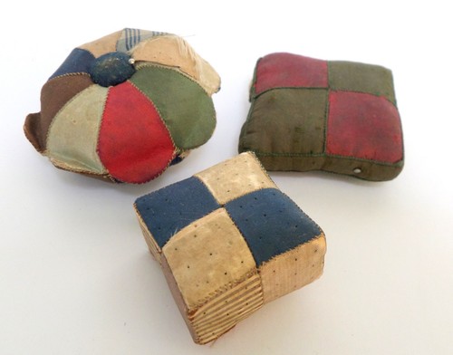 Antique patchwork silk pin - antique,