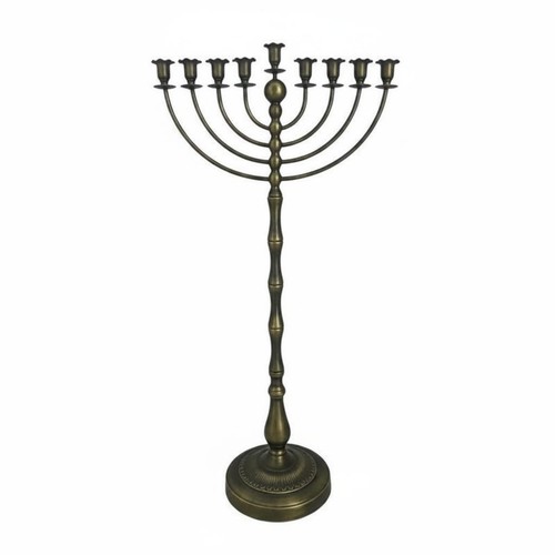 Antique bronze menorah stand - menorah,