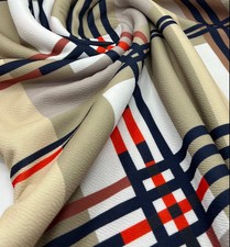 2 Metres Beige Check Printed