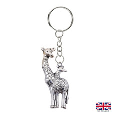 Cute Silver Giraffe Keyring Zoo Animal Keychain Gift Calf Metal Wildlife Wild
