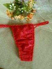 Stunning Red Lace& Nylon Thong  Back Tanga  Panties CD/TV 30"-42"