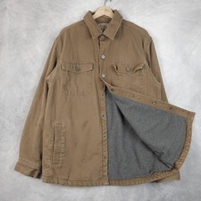 Duluth Trading Shirt Jacket Mens Large Brown Canvas Fleece Lined Hanger Bender