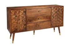 Elm Home And Garden Solid Mango Wood Dark Oak Finish Large Sideboard H 80 x W 14