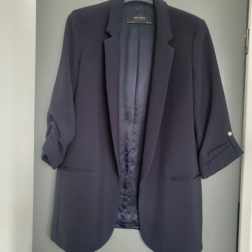 Zara navy blue blazer worn - zara,