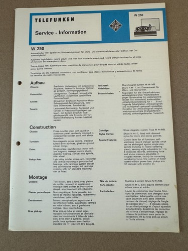 Telefunken w250 service manual - telefunken,