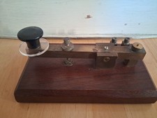 Morse Code Key On Wooden Base