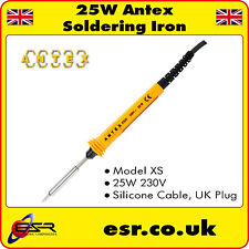 Antex Model XS 25W 230V Soldering Iron with Silicone Cable, UK Plug S58J470 XS25