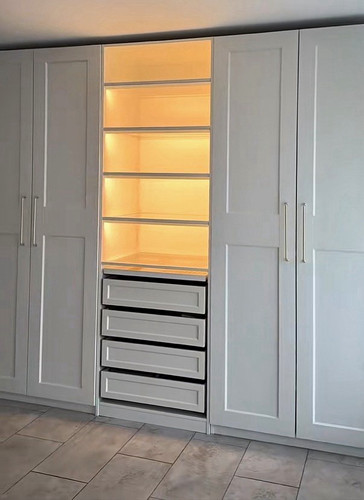 Grey fitted wardrobe - fitted, hinged