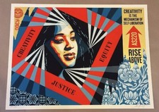 Shepard Fairey Obey RISE ABOVE GIRL Signed Numbered Screen Print RARE