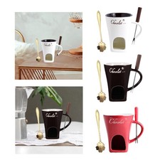 Chocolate Fondue Mug with Fork, DIY Melting Cup for Marshmallows, Desserts Candy