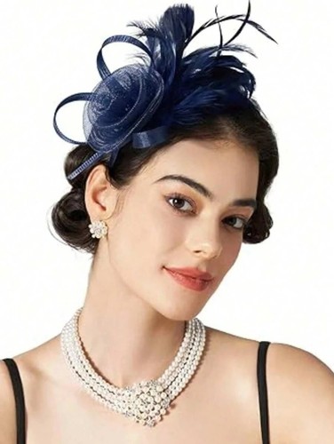 Flower feather hair hat - feather,