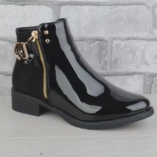 Womens Ladies Flat Low Block Heel Casual Work Office Chelsea Ankle Boots Size