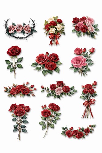 Pack rose stickers - 10,