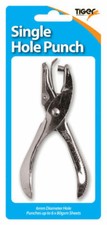 Single One Hole Punch Paper Cut Plier Puncher Chrome Metal 6mm Ticket Office NEW