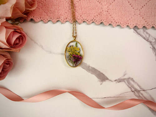 Wildflower necklace oval - necklace,,