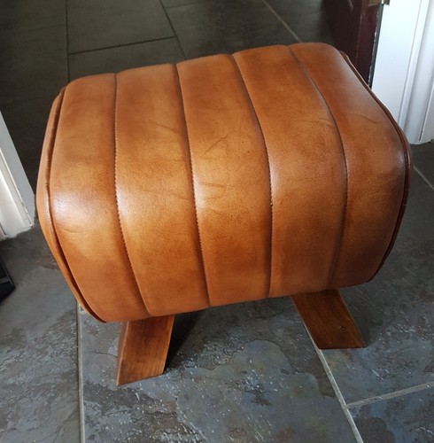 Leather footstool genuine - leather,