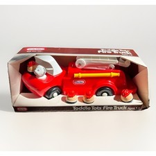 Vtg Little Tikes Toddler Toddle Tots Red Fire Truck  Ladder Complete w Box Dog