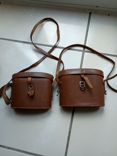Pair vintage brown leather - pair,