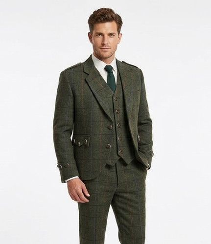 Men brown tweed argyle - tweed,