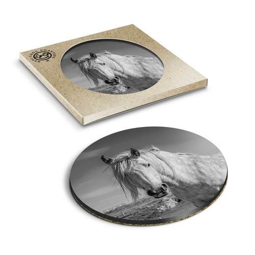 Boxed round coasters bw - boxed,