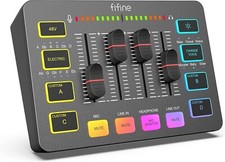 FIFINE Gaming Audio Mixer with Effects PC Streaming 4 Channel XLR Mic Interface