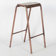 INDUSTRIAL SCIENCE SCHOOL LAB COPPER STYLE STEEL WOODEN BAR STOOL PUB CAFE