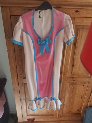 Pink latex maids dress - dress, size