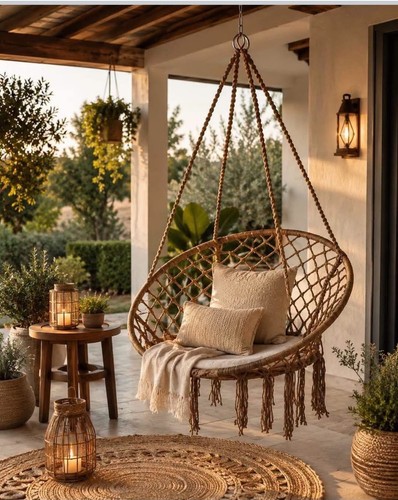 Boho hanging rope swing chair - rope,