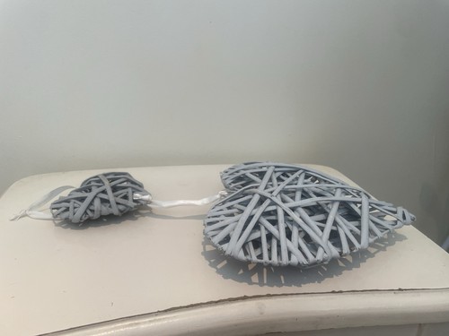 Wicker wall hanging hearts - hanging,