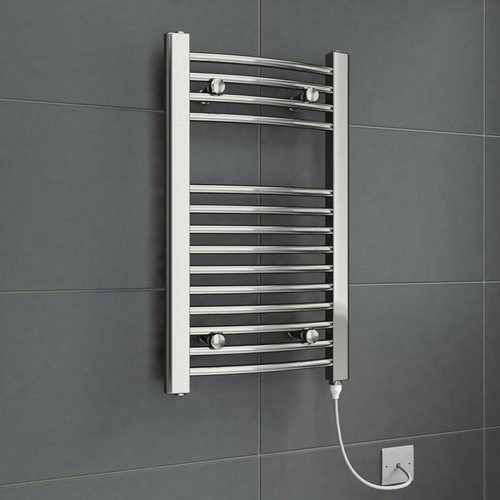 Chrome white heated towel rail - white,